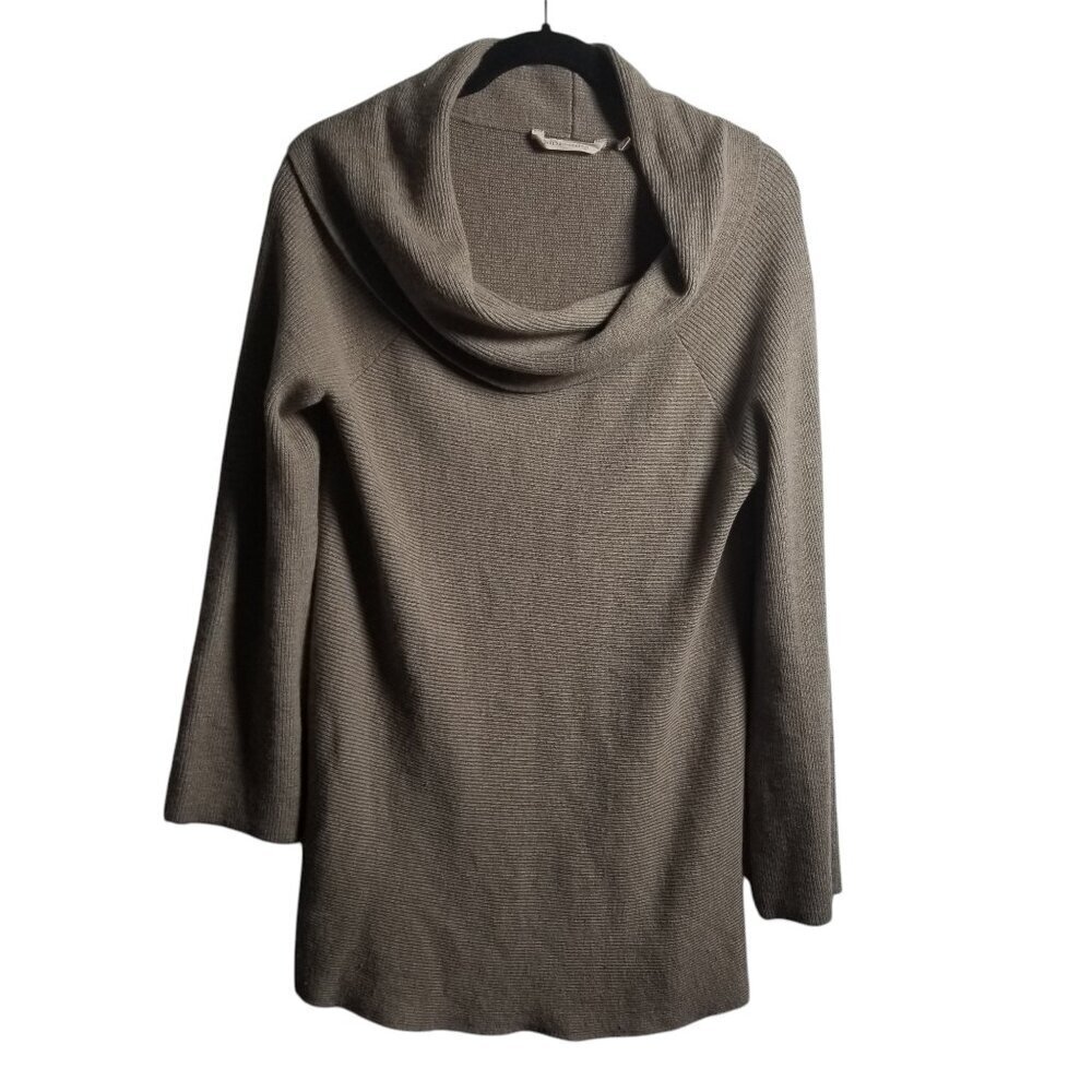 Soft Surrounding Women's Brown Cowneck Wool Cashmere Blend Cozy Sweater Sz L